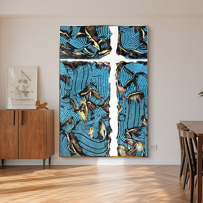 Bold Blue Abstract Wall Art with Heavy Texture