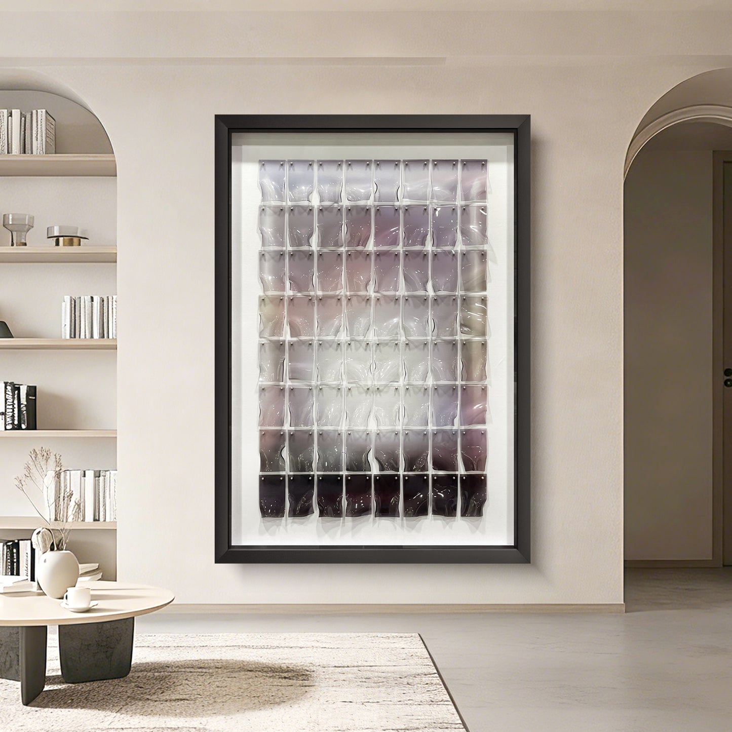Contemporary Art Gallery Decor, 3D Heat Bent Acrylic Panel Grid Sculpture