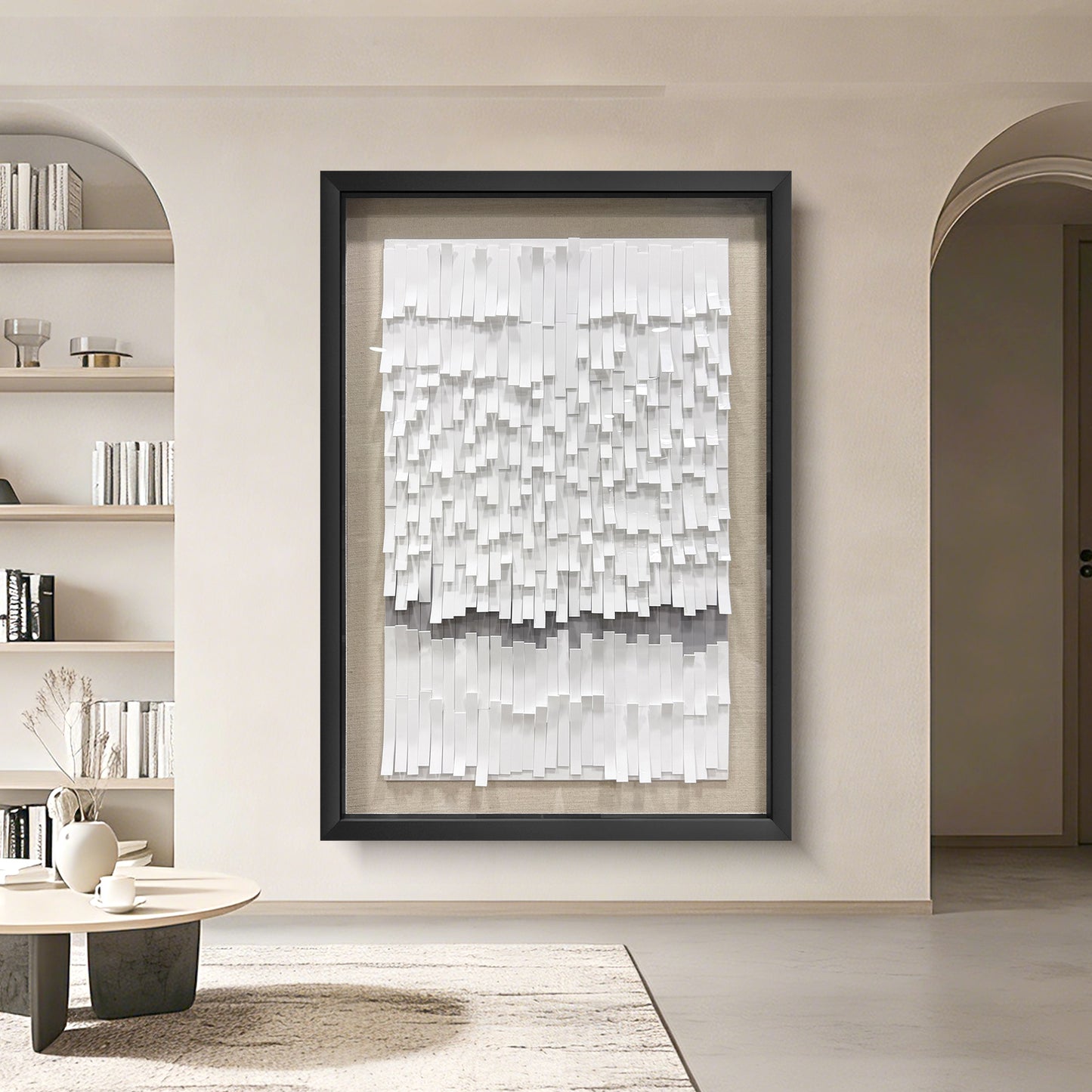Modern Abstract 3D Wall Art, Handcrafted Aesthetic Decor in Black and White
