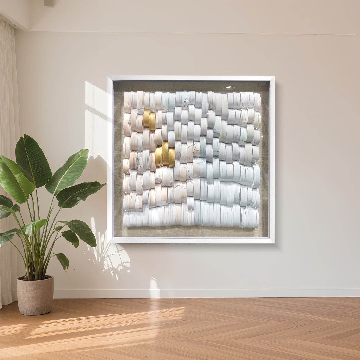 Handcrafted large square 3D paper wall decor, featuring a modern three-dimensional design with exquisite artistic detail.