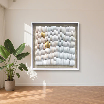 Handcrafted large square 3D paper wall decor, featuring a modern three-dimensional design with exquisite artistic detail.