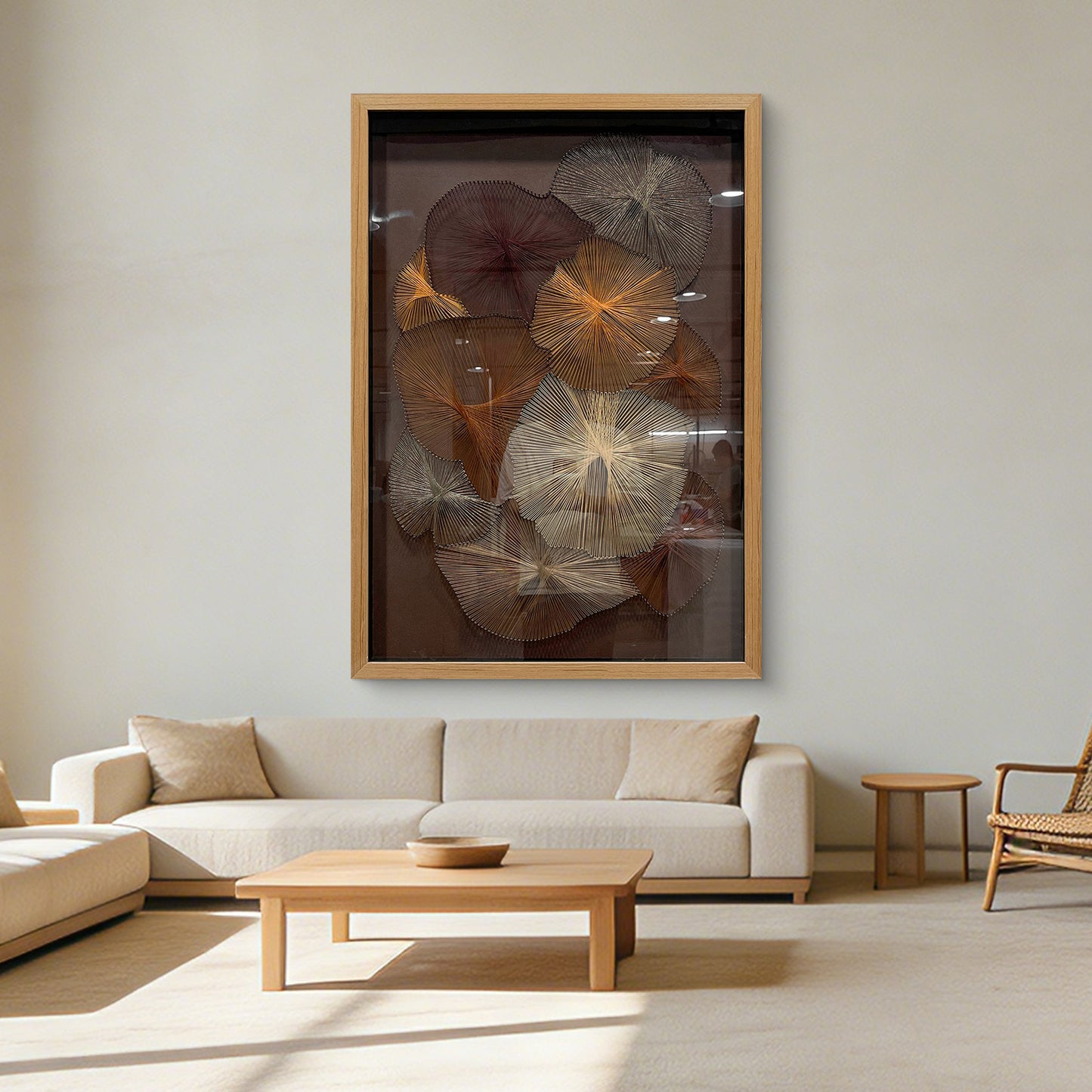 Luxury Textile Blossom Wall Panel Contemporary Thread Artwork