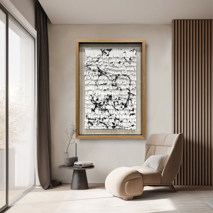 3D Abstract Leather Relief Wall Art - Black Ink Splash Decor