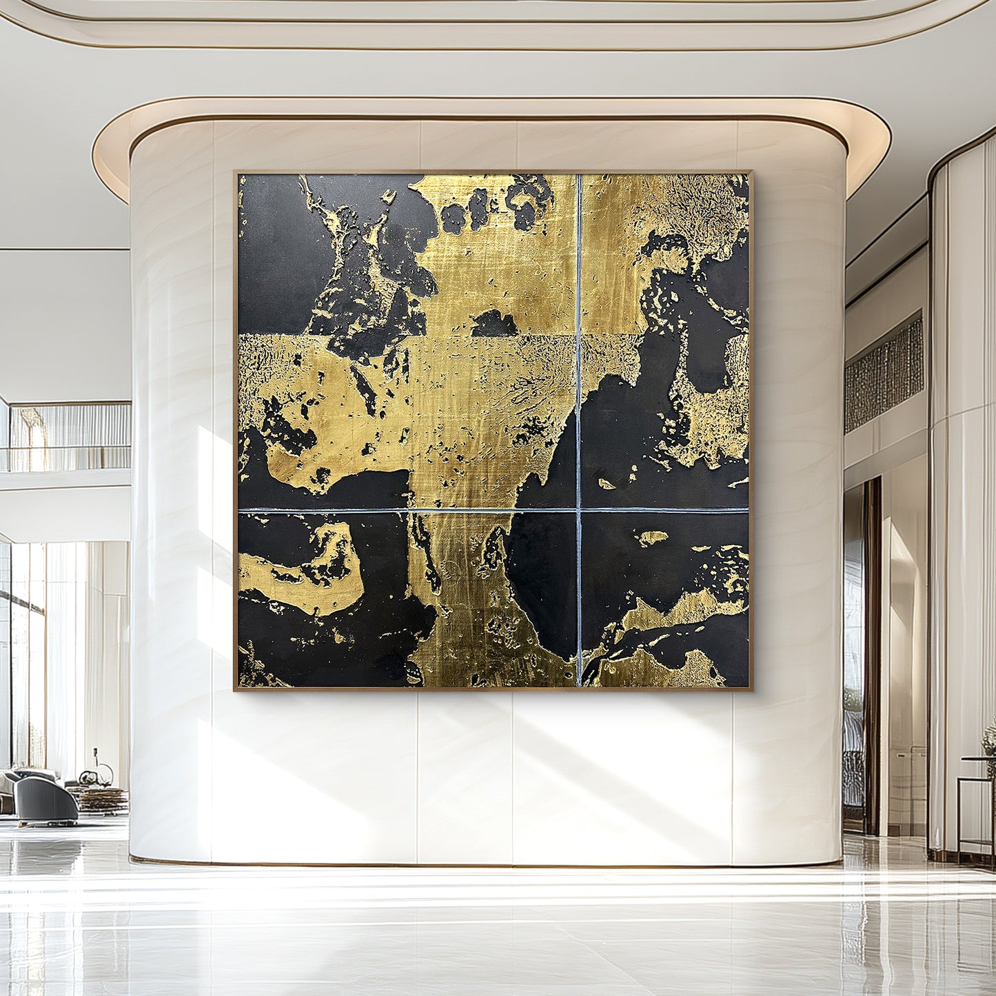 Luxury Gold Leaf Abstract Wall Art with Textured Finish