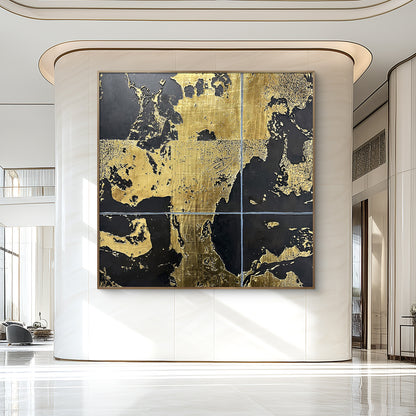 Luxury Gold Leaf Abstract Wall Art with Textured Finish