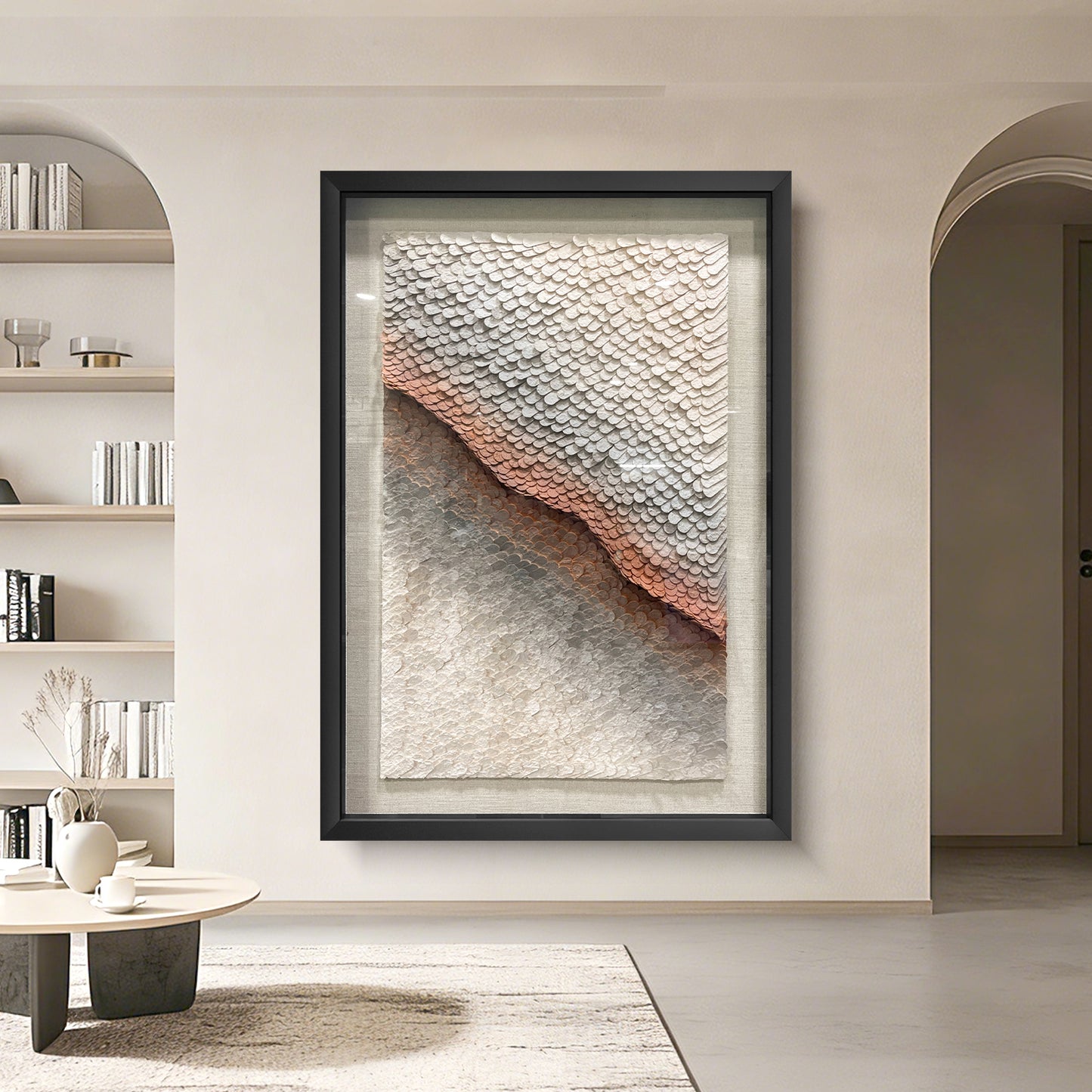 Large Natural Style 3D Paper Art Wall Decor, Handcrafted Artwork with Elegant Texture