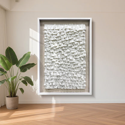 Handcrafted 3D Wall Art, Modern Minimalist Style with Integrated Leather & Solid Wood Frame