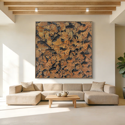 Orange Clouds Large Abstract Wall Art, Bold Heavy Textured Artwork with Vibrant Color Layers