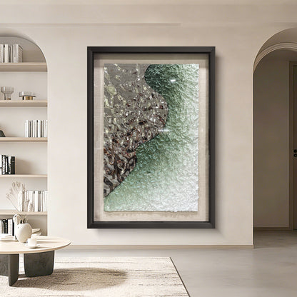 Luxury Corporate Wall Sculpture, Silver Metallic Foil and Green Paper Relief