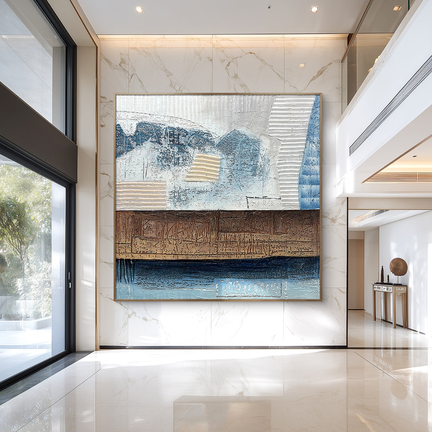 Mixed Media Abstract Wall Art with Sculptural Texture