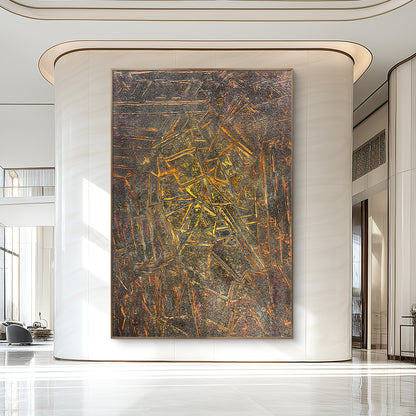 Textured Abstract Canvas Art with Dynamic Geometric Pattern