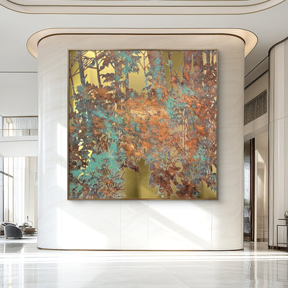 Modern Luxury Textured Oil Painting with Metal Frame