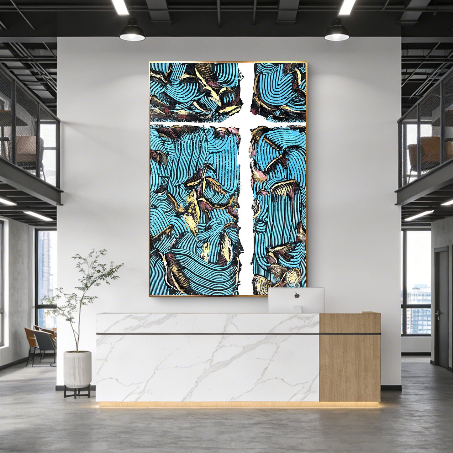Bold Blue Abstract Wall Art with Heavy Texture