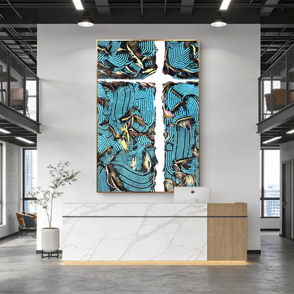 Bold Blue Abstract Wall Art with Heavy Texture