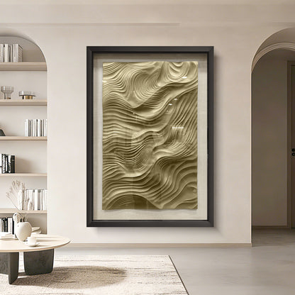 Gallery Worthy 3D Wave Art, Hand Carved Wood in Tempered Glass Frame
