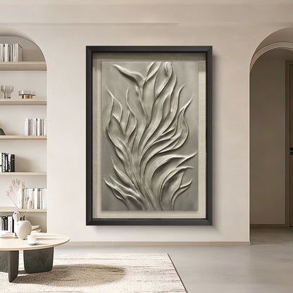 Minimalist Silver Flowing Sculpture, Wood Carving for Luxury Villa Interiors