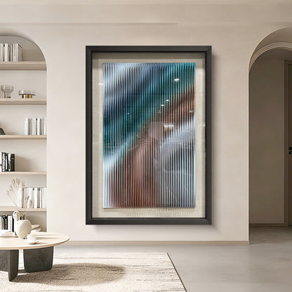 Contemporary Art Gallery Decor, 3D Vertical Wave Wood Sculpture with Color Gradient