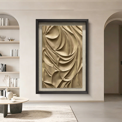 Luxury Corporate Wall Sculpture, Flowing Bronze Wood Carving with Tempered Glass