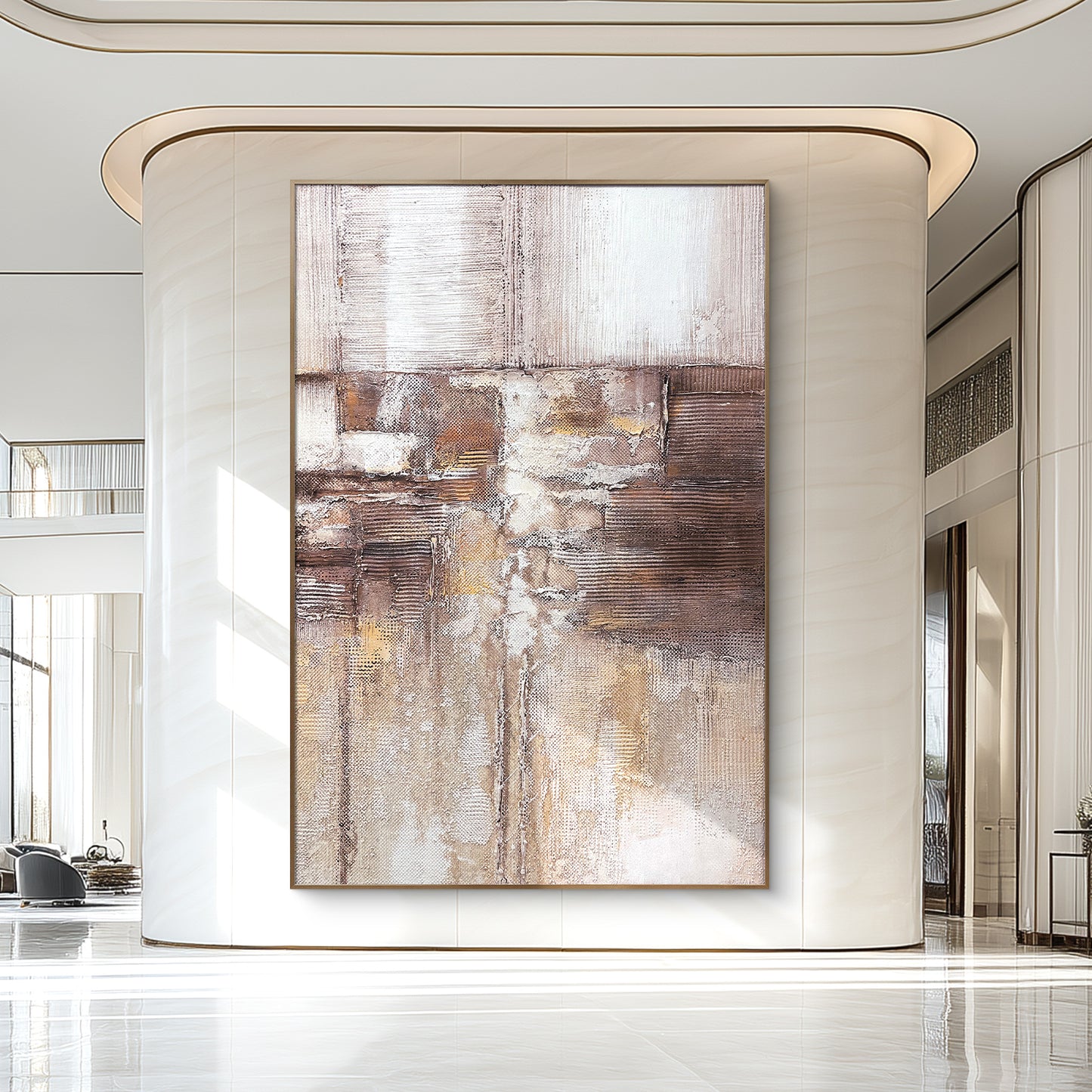 Large Abstract Canvas Art with Earth Tone Texture