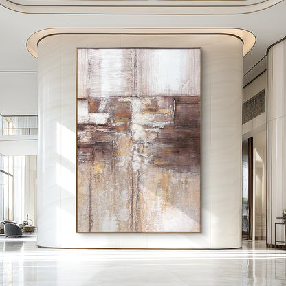 Large Abstract Canvas Art with Earth Tone Texture