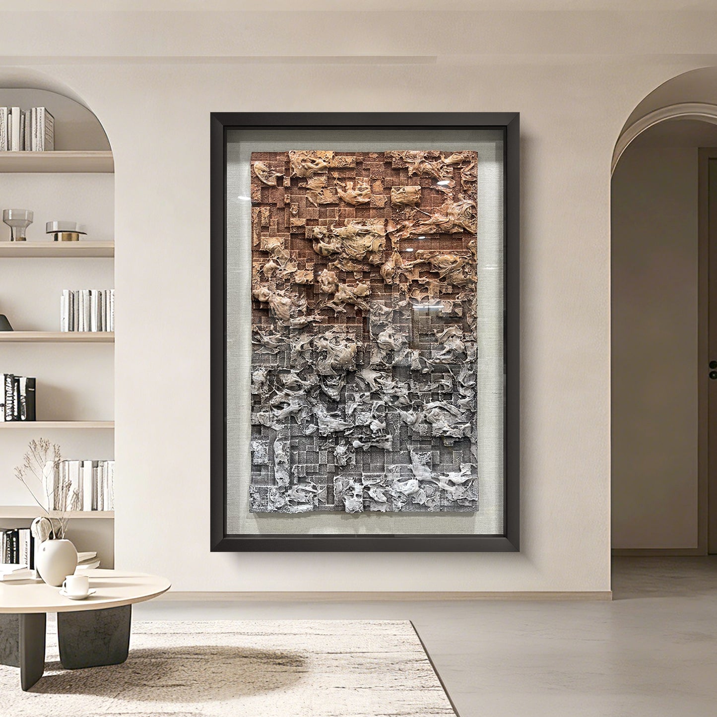 3D Foam Relief Decorative Wall Art, Brown & Gray Textured Handcrafted Wall Decor