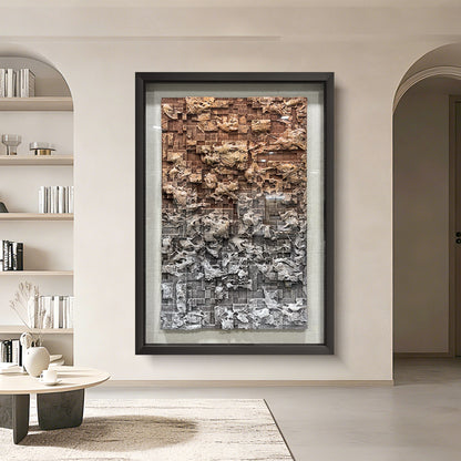 3D Foam Relief Decorative Wall Art, Brown & Gray Textured Handcrafted Wall Decor