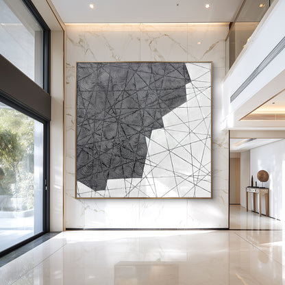 Black and White Textured Wall Art with Architectural Style