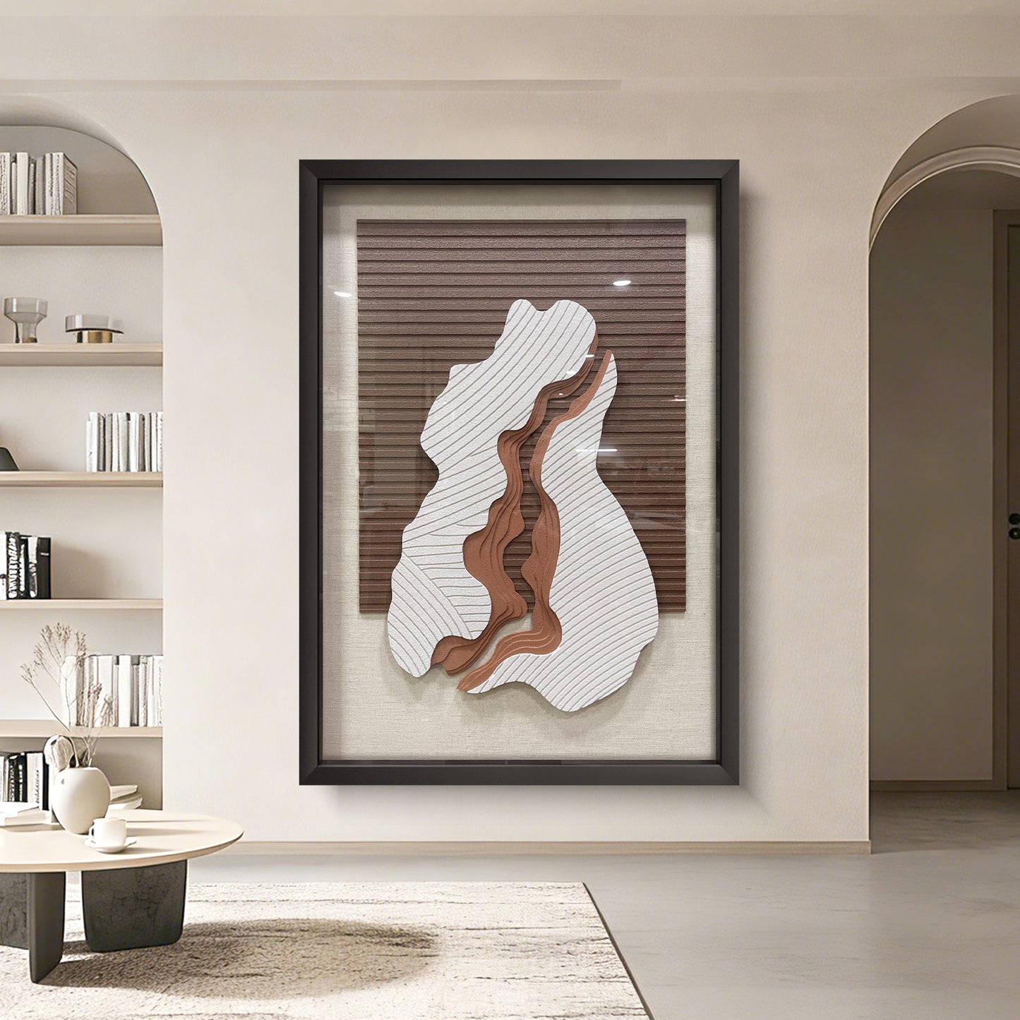 Modern minimalist 3D relief decorative painting, hand-drawn with sandstone texture, simple and stylish.