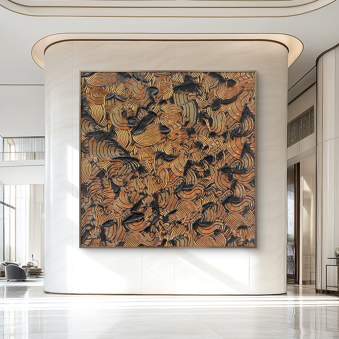 Orange Clouds Large Abstract Wall Art, Bold Heavy Textured Artwork with Vibrant Color Layers