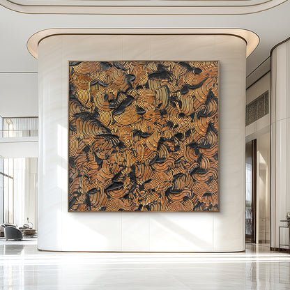 Orange Clouds Large Abstract Wall Art, Bold Heavy Textured Artwork with Vibrant Color Layers