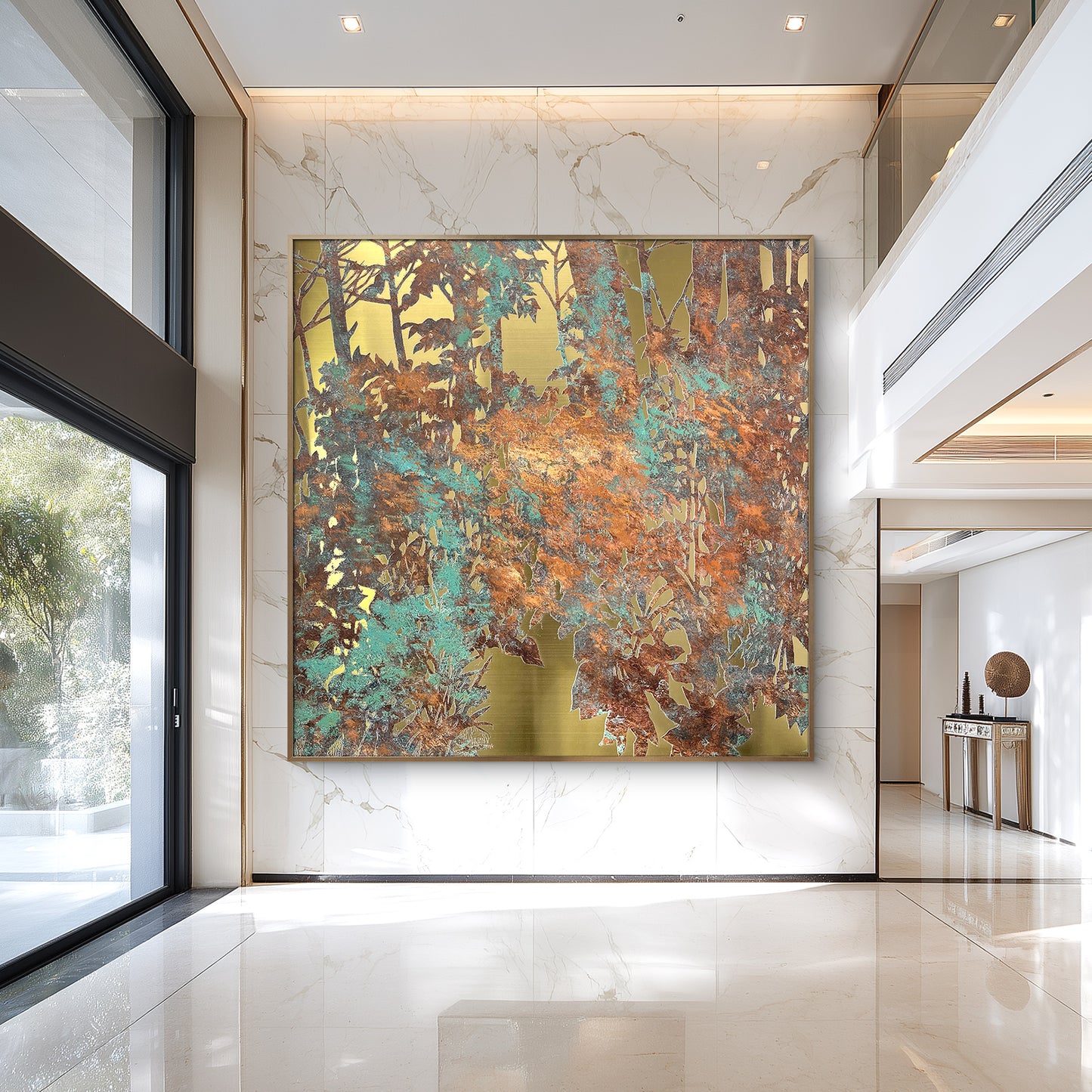 Modern Luxury Textured Oil Painting with Metal Frame
