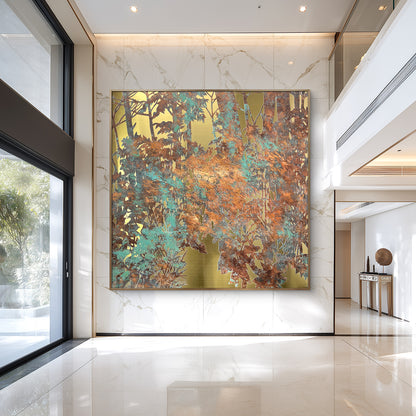 Modern Luxury Textured Oil Painting with Metal Frame