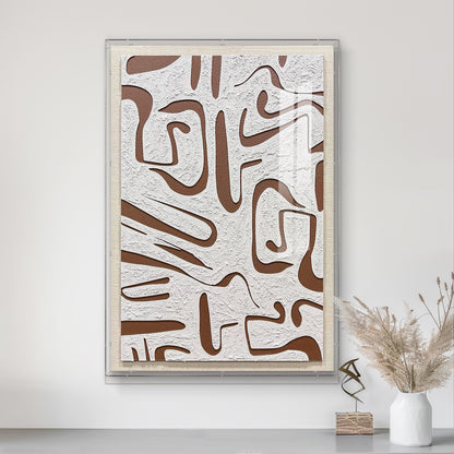 Modern abstract wooden carving decorative artwork, crafted from wood board with distinctive hollowed-out line details.