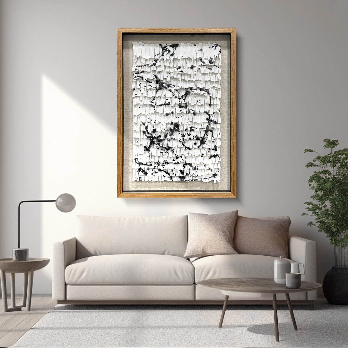 3D Abstract Leather Relief Wall Art - Black Ink Splash Decor