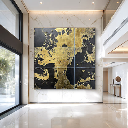 Luxury Gold Leaf Abstract Wall Art with Textured Finish