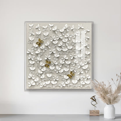 Classic Butterfly Wall Decor, White and Gold Faux Leather Art for Any Space