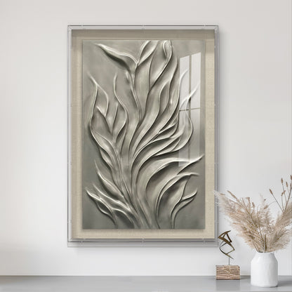 Minimalist Silver Flowing Sculpture, Wood Carving for Luxury Villa Interiors