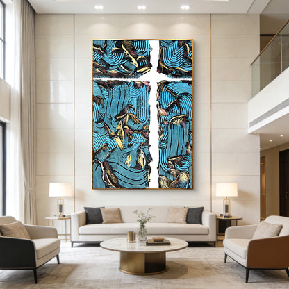 Bold Blue Abstract Wall Art with Heavy Texture