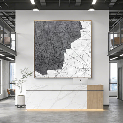 Black and White Textured Wall Art with Architectural Style