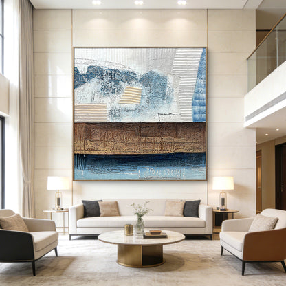 Mixed Media Abstract Wall Art with Sculptural Texture