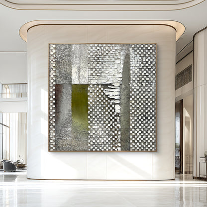 Extra Large Green Abstract Wall Art with Rich Thick Texture, Modern Elegant Artwork