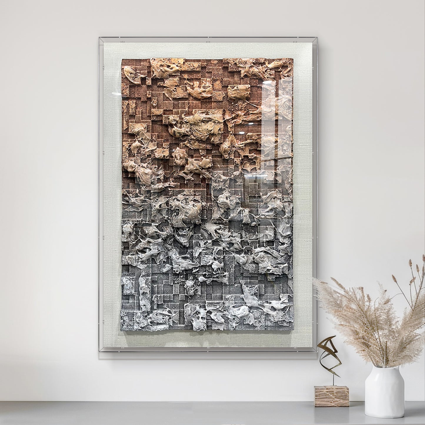 3D Foam Relief Decorative Wall Art, Brown & Gray Textured Handcrafted Wall Decor