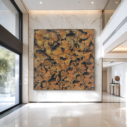 Orange Clouds Large Abstract Wall Art, Bold Heavy Textured Artwork with Vibrant Color Layers