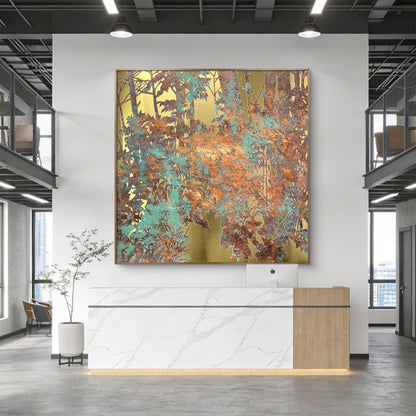 Modern Luxury Textured Oil Painting with Metal Frame