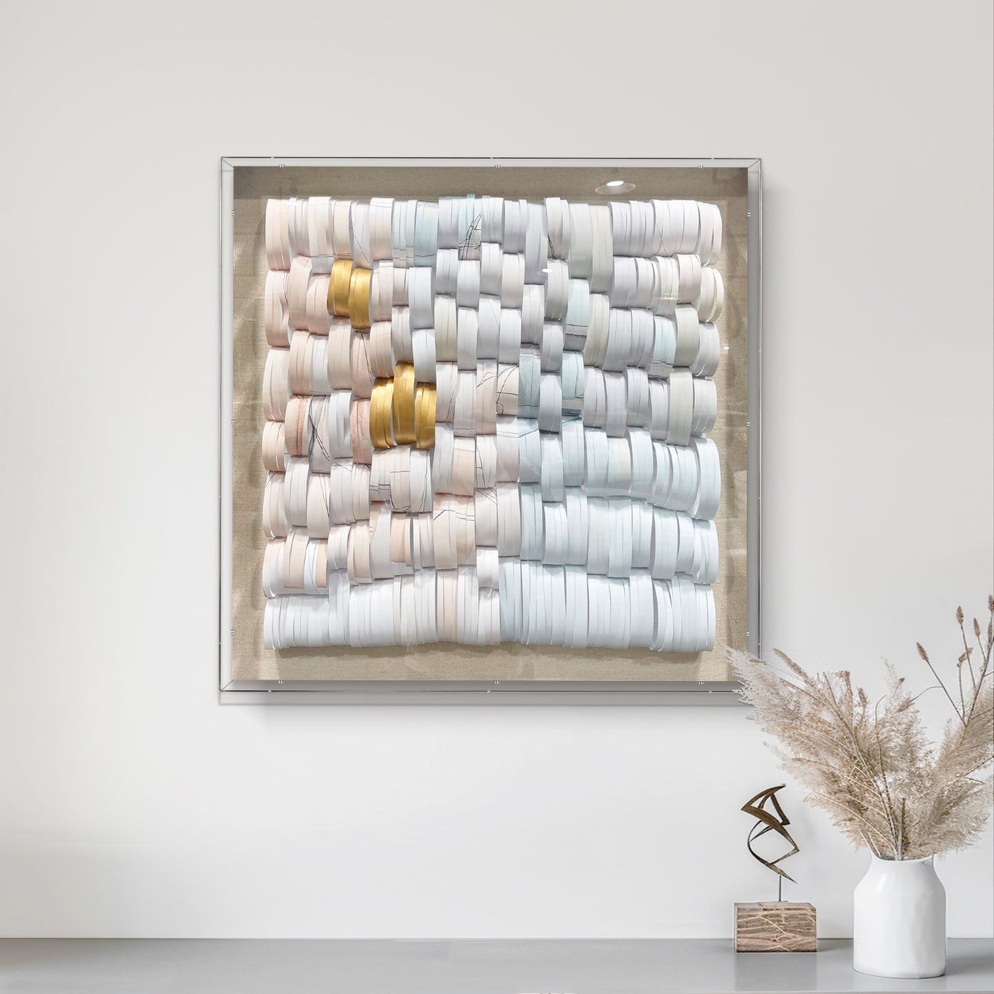 Handcrafted large square 3D paper wall decor, featuring a modern three-dimensional design with exquisite artistic detail.