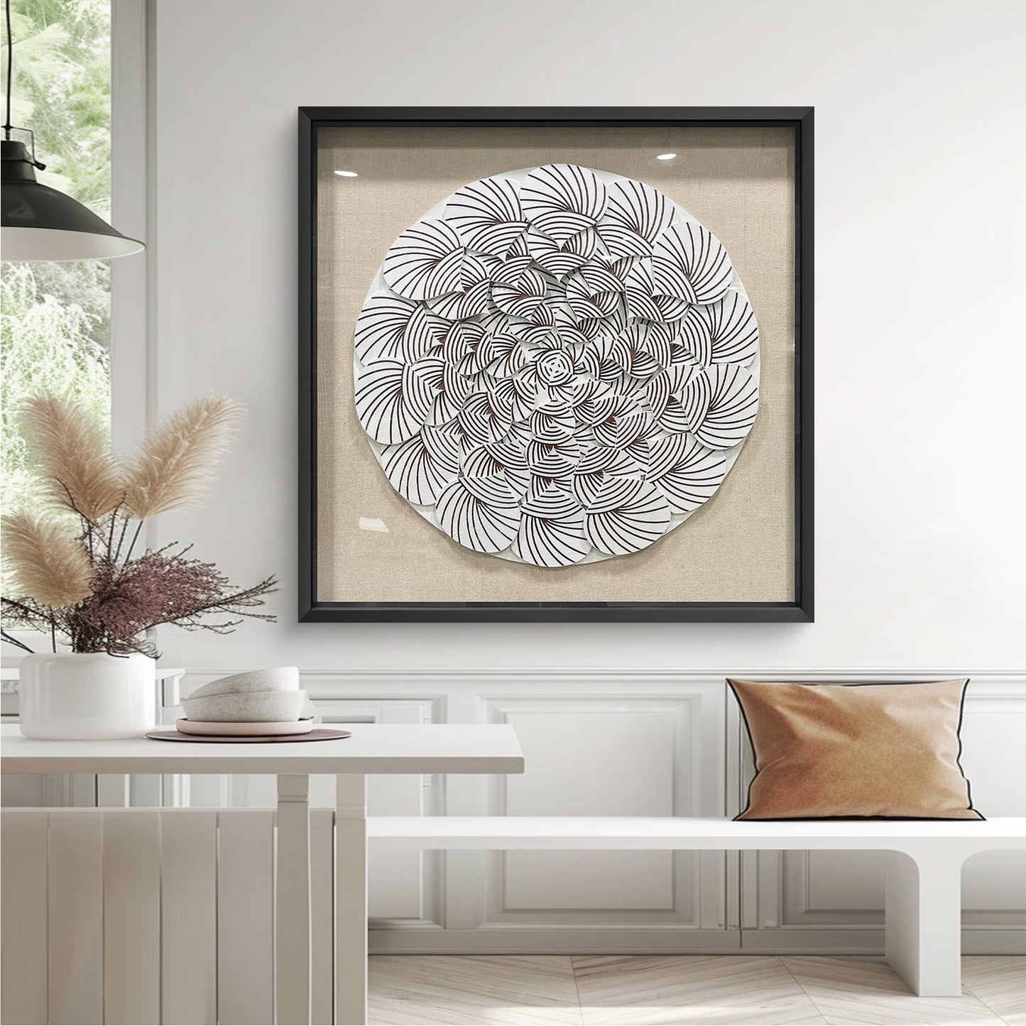 Abstract Gradient Wood Peg Mosaic Art - Textured 3D Shadow Box