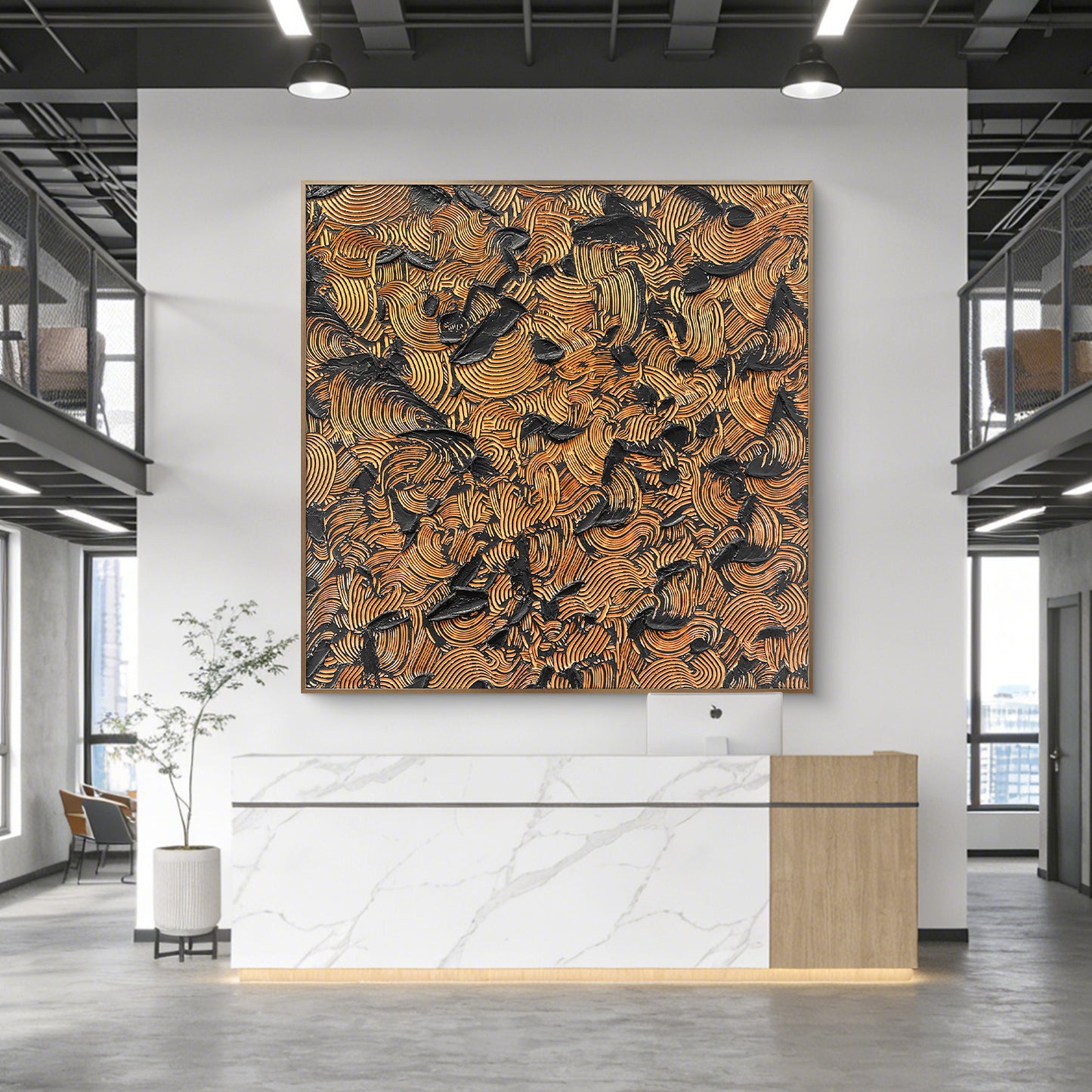 Orange Clouds Large Abstract Wall Art, Bold Heavy Textured Artwork with Vibrant Color Layers