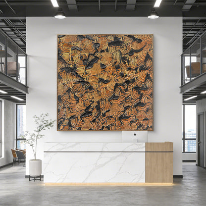 Orange Clouds Large Abstract Wall Art, Bold Heavy Textured Artwork with Vibrant Color Layers