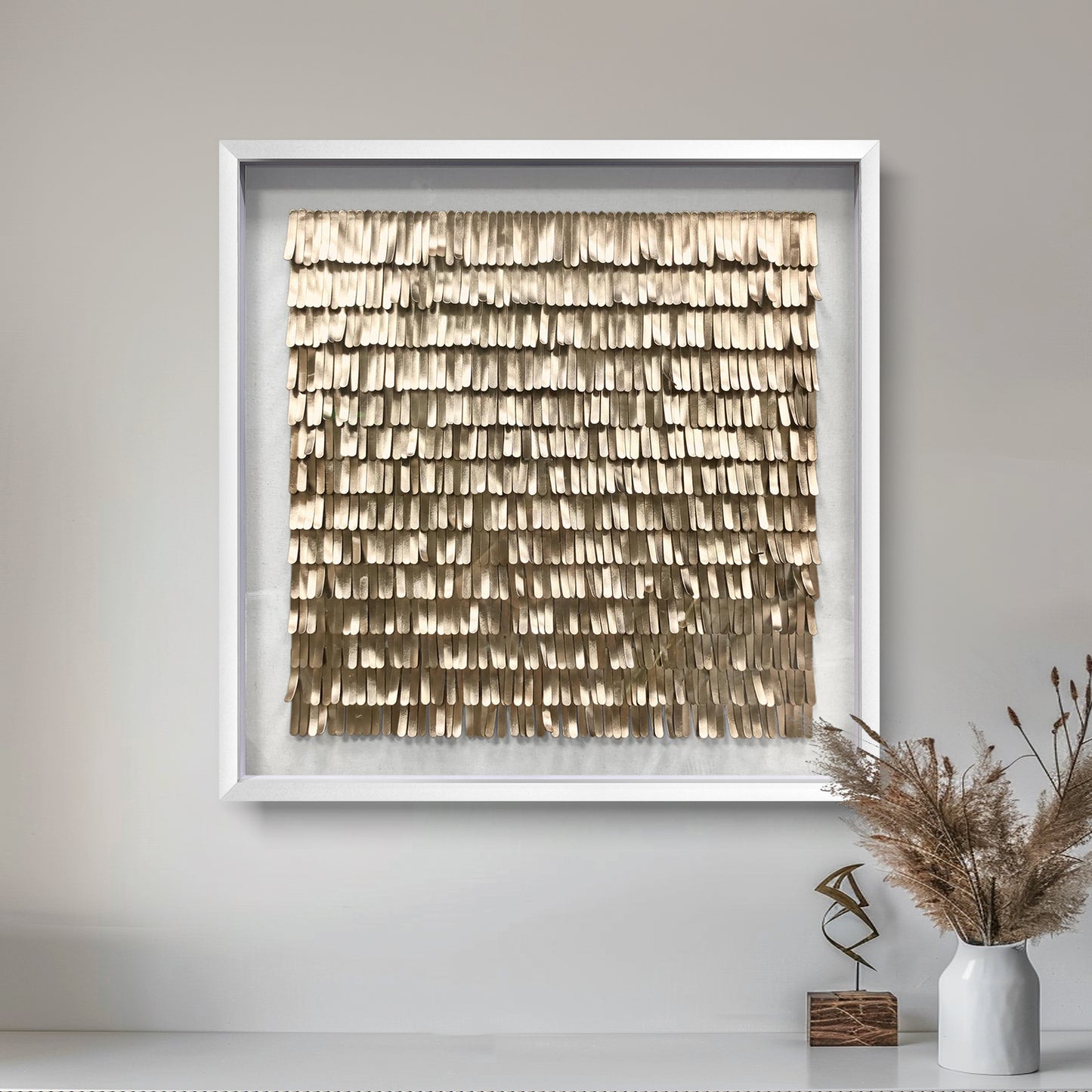 Handmade Gold Leather Wall Art - Textured Sculpture