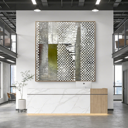 Extra Large Green Abstract Wall Art with Rich Thick Texture, Modern Elegant Artwork